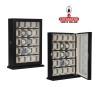 JOYERO RELOJERO VITRINA BASE MADERA NEGRO CON PUERTA.
