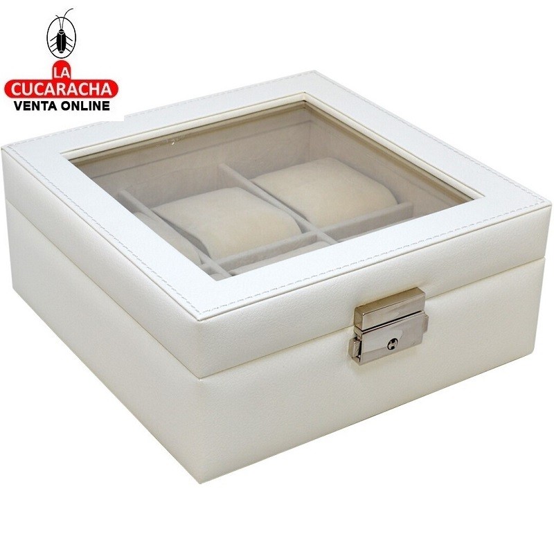 JOYERO RELOJERO BLANCO 18.3X18.3X7.5CM.