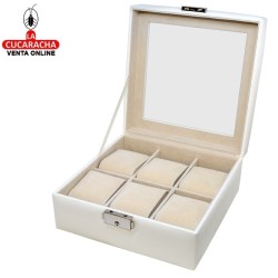 JOYERO RELOJERO BLANCO 18.3X18.3X7.5CM.