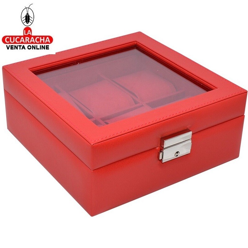 JOYERO RELOJERO ROJO 18.3X18.3X7.5CM.