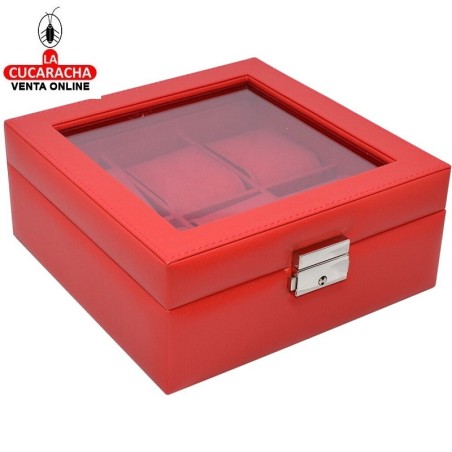JOYERO RELOJERO ROJO 18.3X18.3X7.5CM.