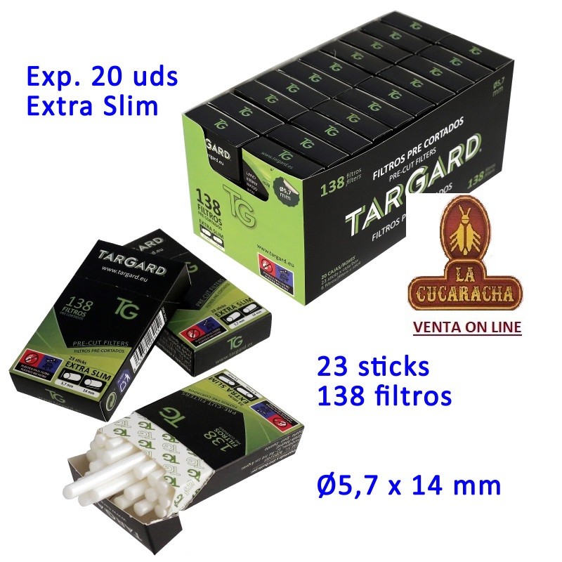 Filtros 5.7mm extra slim TARGARD cajita 138 filtros precortados.