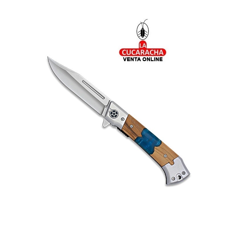Navaja de Albacete ALBAINOX 8.5CM. MADERA OLIVO VIROLA ACERO.