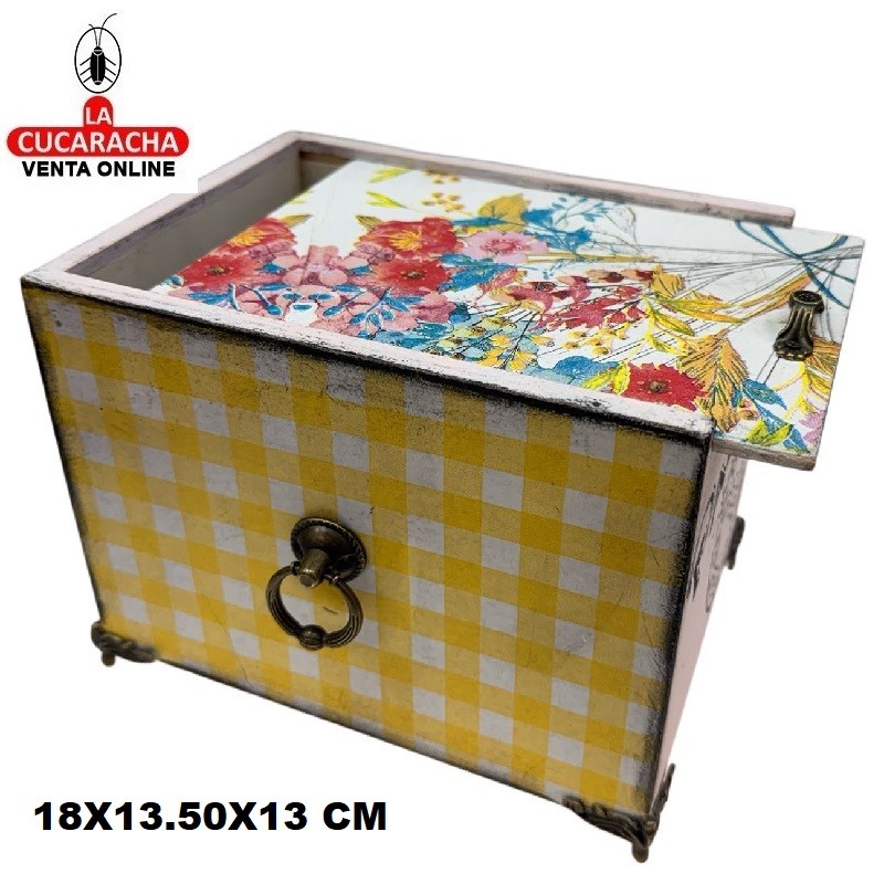 CAJA-JOYERO-REGALO MADERA 18X13.50X13 CM. CAJAS DECORADAS.