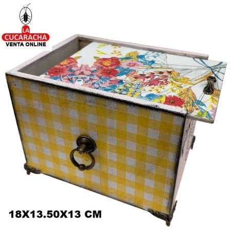 CAJA-JOYERO-REGALO MADERA 18X13.50X13 CM. CAJAS DECORADAS.