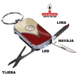 LLAVEROS VW CON LED-TIJERA-LIMA-NAVAJA.