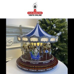 CARRUSEL NAVIDAD AZUL 3XL MUSICAL, MOVIMIENTO Y LUCES.