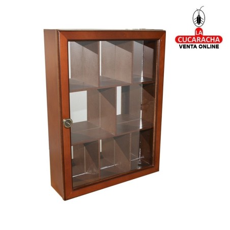 PACK 2 VITRINAS-8 NOGAL C/PUERTA Y ESPEJO 30x9x40C.