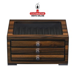 Joyero guarda 24 plumas madera ebony 3 cajones.