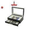 Joyero guarda 20 plumas bandeja madera ebano 1 cajon.