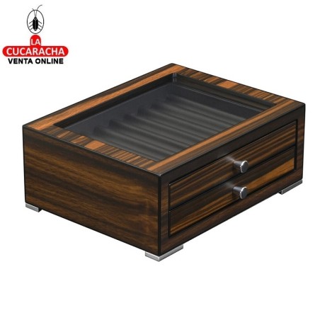 Joyero guarda 16 plumas madera ebony 2 cajones.
