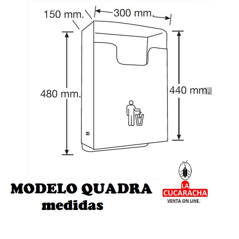 PAPELERA QUADRA CON CESTO BASCULANTE. Medidas