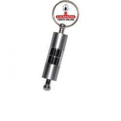 Perforador metálico doble con llavero, color cromado