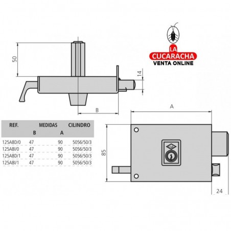Cerradura de Sobreponer CVL Esmaltada 125A-8
