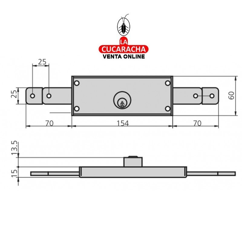 Cerradura CVL Persiana 11-A para puertas metalicas enrollables.