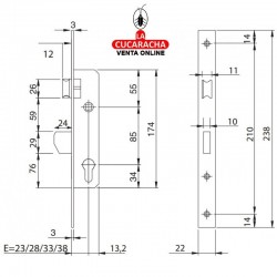 Cerradura ISEO Modelo 741740233 Embutir P/ 2