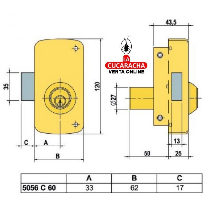 Cerradura LINCE 5056-C- 60 Derecha