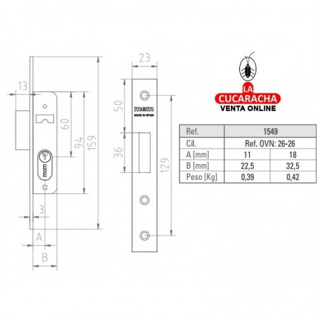 Cerradura MCM 1549 Embutir