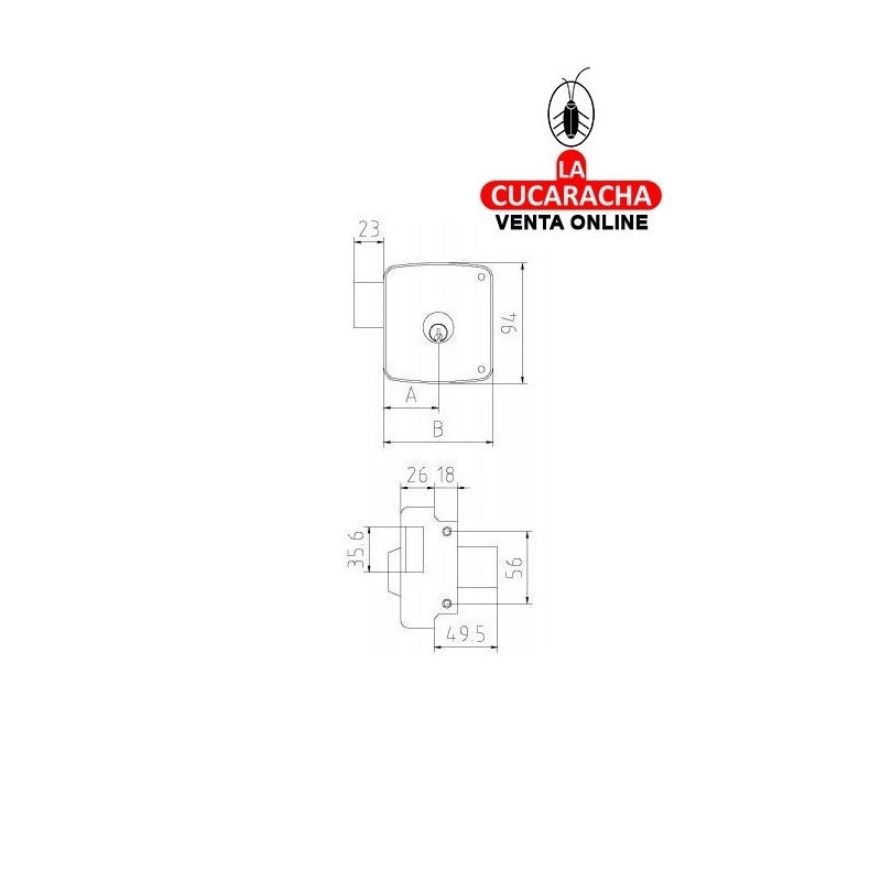 Cerradura MCM 2524-PR-80 mm Derecha