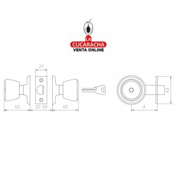 Cerradura MCM Pomo 508-3-3 Laton Mate 2