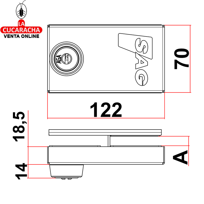 Cerradura SAG Puerta Cristal VRC Acero Inoxidable