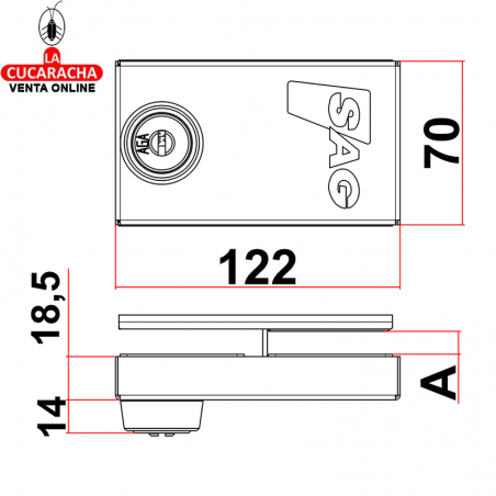 Cerradura SAG Puerta Cristal VRC Acero Inoxidable