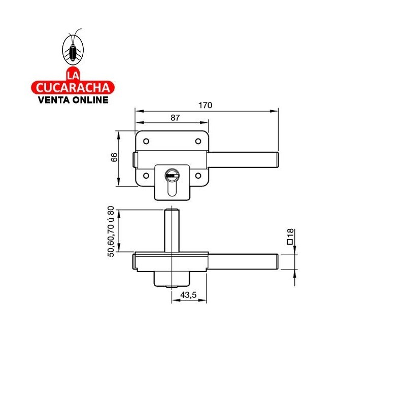Cerrojo FAC 302 L 115 Niquelado-Derecha
