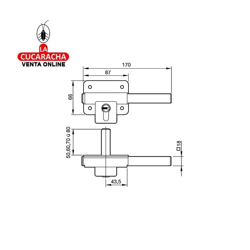 Cerrojo FAC 303 T 115 Niquelado-Izquierda-Derecha