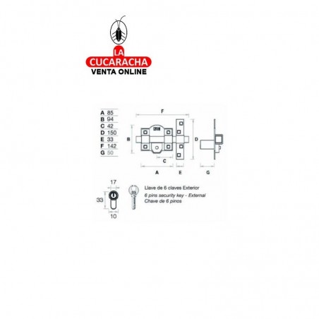 Cerrojo FAC Niquel 311-R-80 Sin Cilindro