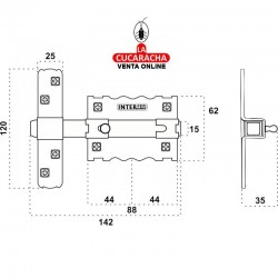 Cerrojo Interfer Modelo 8-87  Cerrojo solo pasador. Cromado