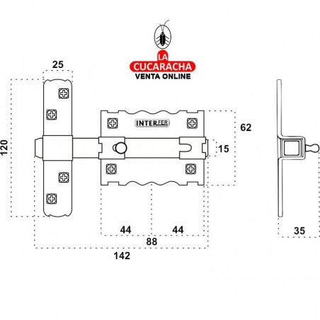 Cerrojo Interfer Modelo 8-87  Cerrojo solo pasador. Cromado