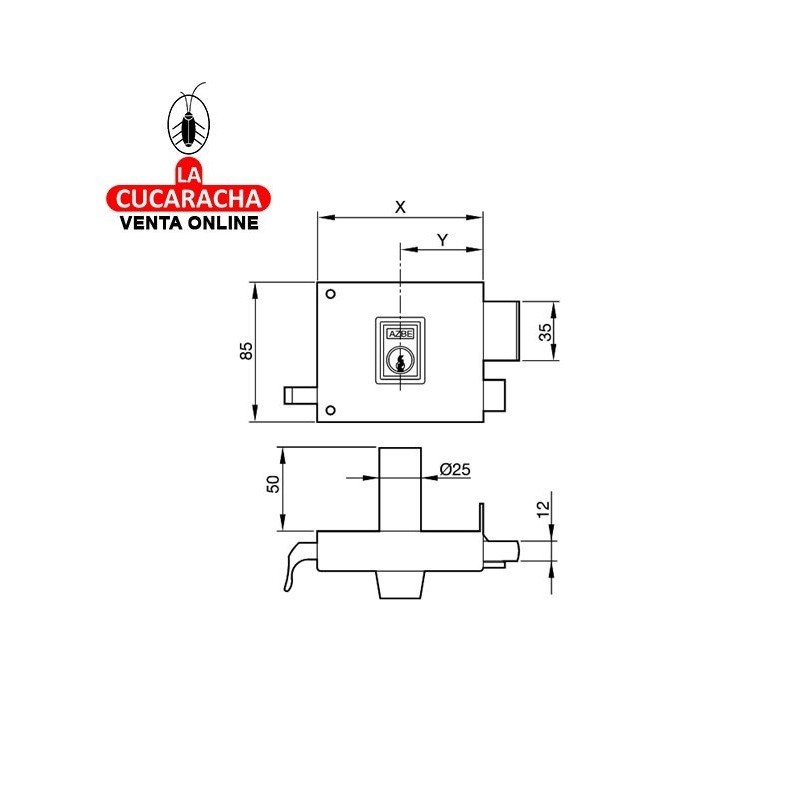 Cerradura YALE Nº125-HP. 120mm Derecha