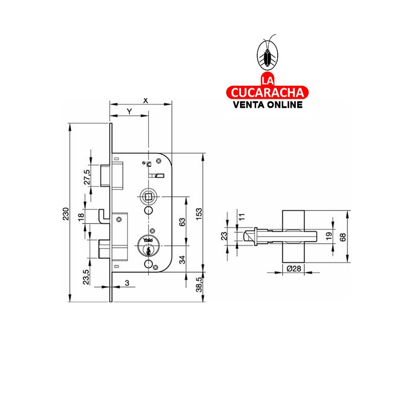 Cerradura YALE Nº48 HL. 70MM Cerradura YALE Nº48 HL. 70MM
