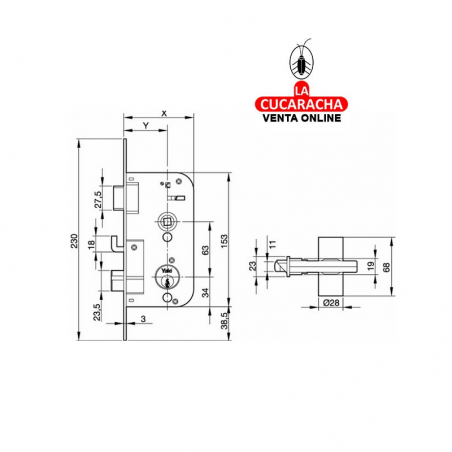 Cerradura YALE Nº48 HL. 70MM Cerradura YALE Nº48 HL. 70MM