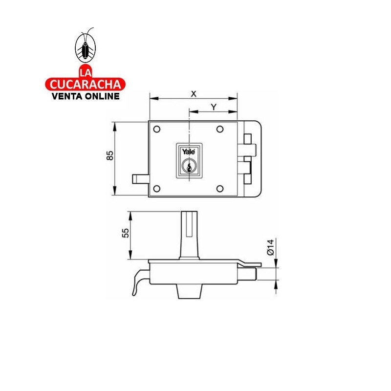Cerradura YALE Nº6-10. Niquel. Derecha Cerradura YALE Nº6-10. Niquel. Derecha