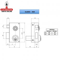 Cerradura ILARGI Nº56-B- B-Perfil. 70mm Izquierda 2