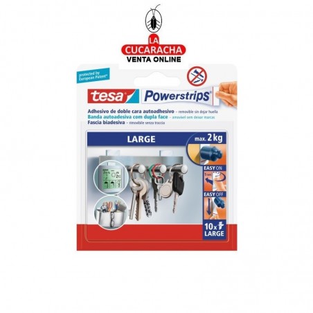 TIRA ADHESIVA DOBLE CARA TESA POWERSTRIPS B10U.- Unidadx12