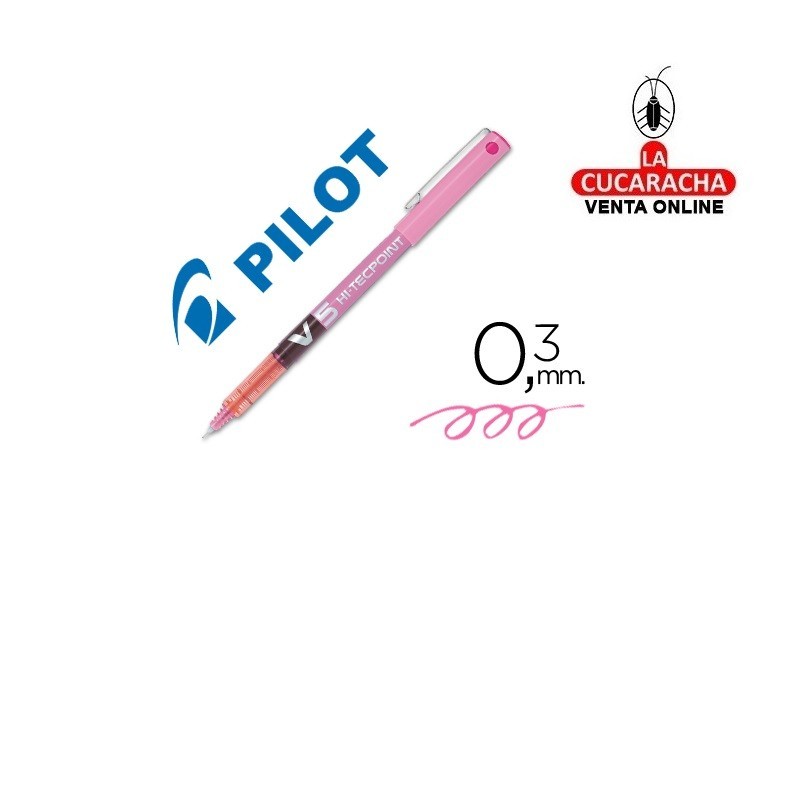 Rotulador PILOT Punta Aguja V-5 Rosa 0.5mm.- Unidadx12