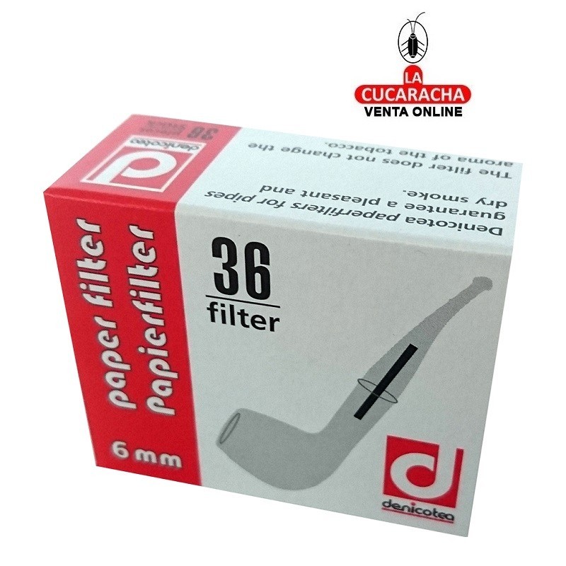 12 cajitas de filtros para pipa 6mm de papel DENICOTEA.