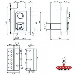 Cerradura C9111 C/Pera DORCAS. Derecha 2