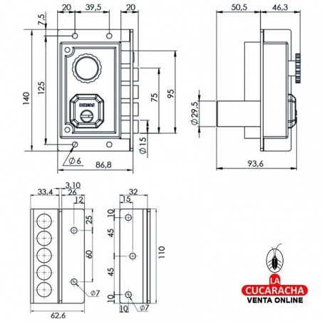 Cerradura C9111 C/Pera DORCAS. Derecha