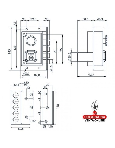 Cerradura C9111 Seguridad C/Redondo DORCAS. Derecha