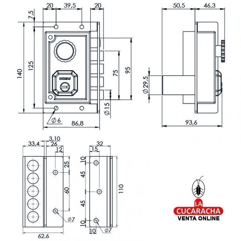 Cerradura C9111 Seguridad C/Redondo DORCAS. Izquierda