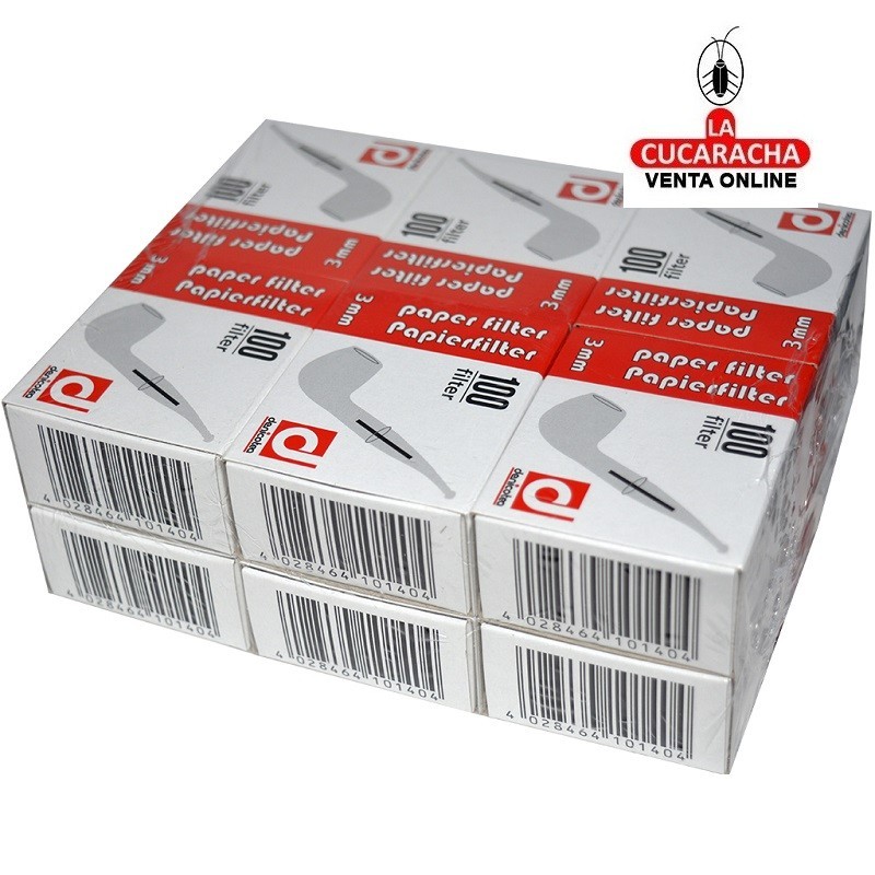 Cajita 100 filtros para pipa de 3mm de papel DENICOTEA.