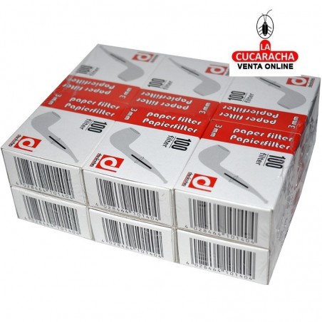Cajita 100 filtros para pipa de 3mm de papel DENICOTEA.
