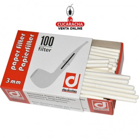Cajita 100 filtros para pipa de 3mm de papel DENICOTEA.