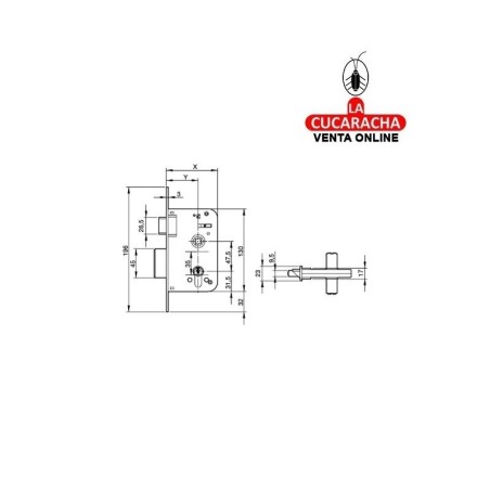 Cerradura YALE Nº600. 90-60 MM HC Canto Redondo.