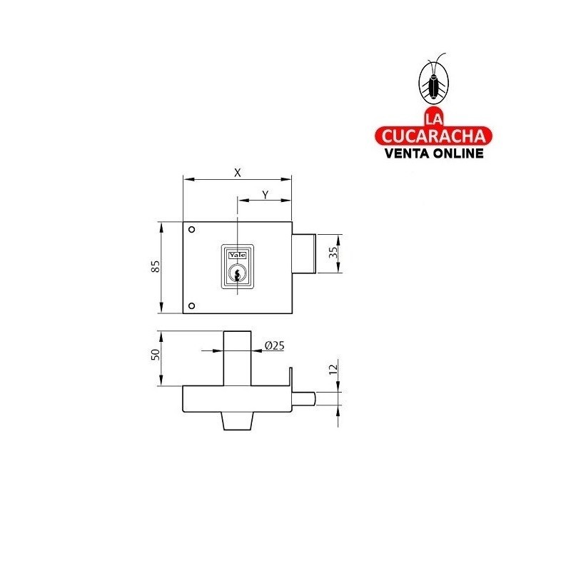 Cerradura YALE Nº124-HPR 100mm. Derecha