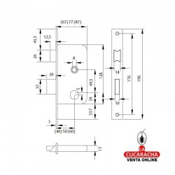 Cerradura 2010-P-60 MM. HN. C-RED TESA