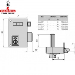 Cerradura de Sobreponer CVL Esmaltada 56A 2